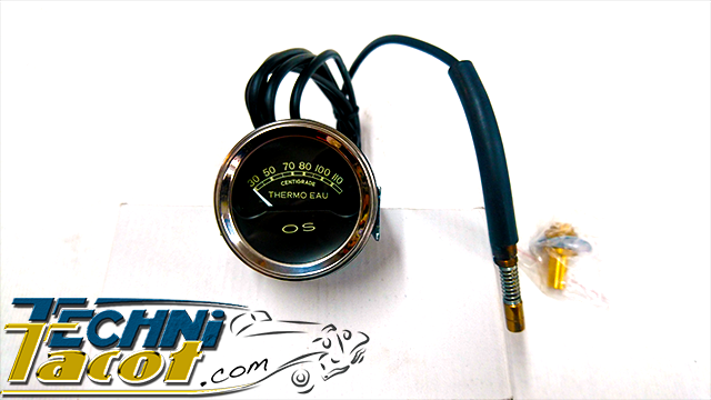 Manomètre de température d'eau électrique OS - Diamètre 52 mm - fond beige  - en 12v - avec sonde sur durite